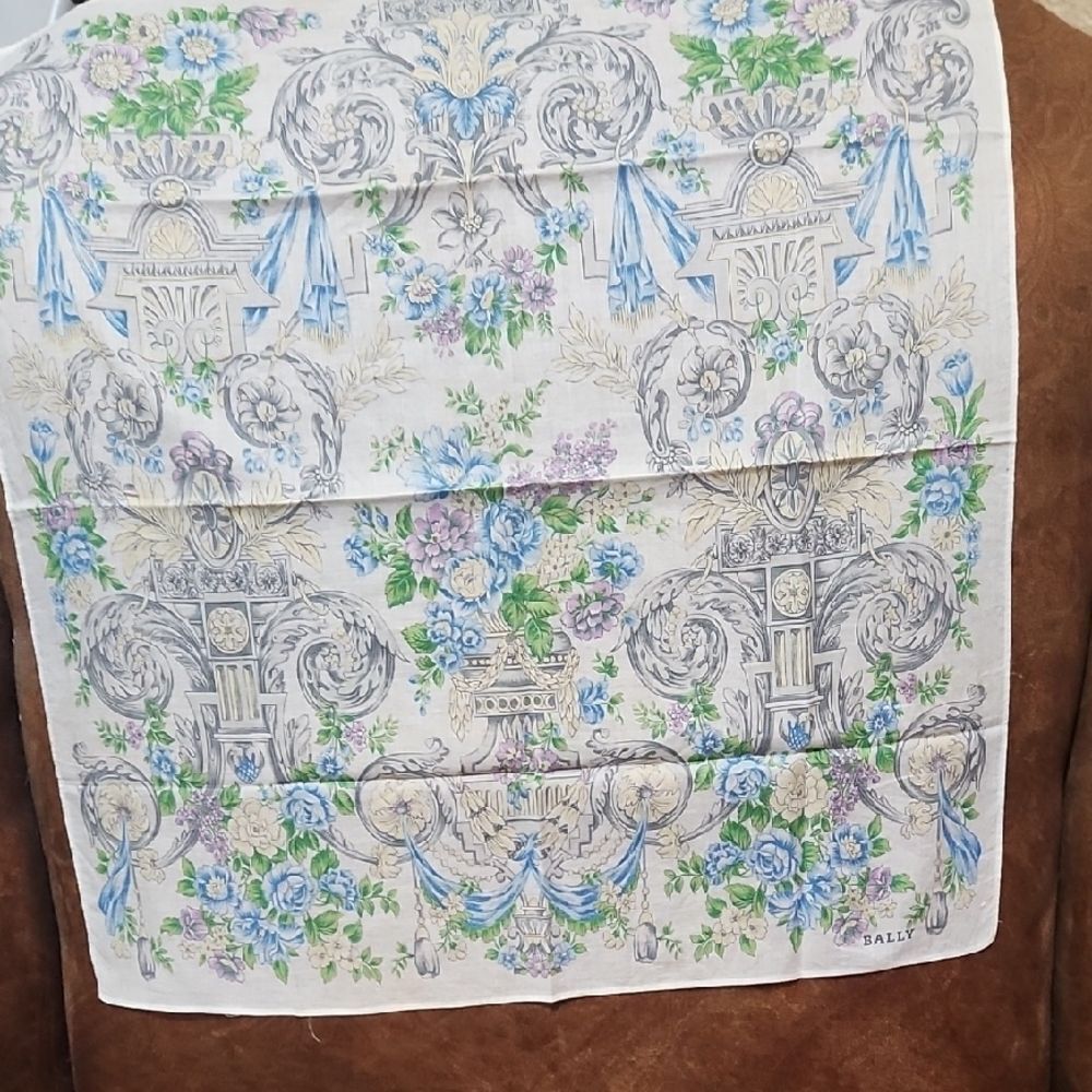 Bally Floral and Scroll Patterned Scarf